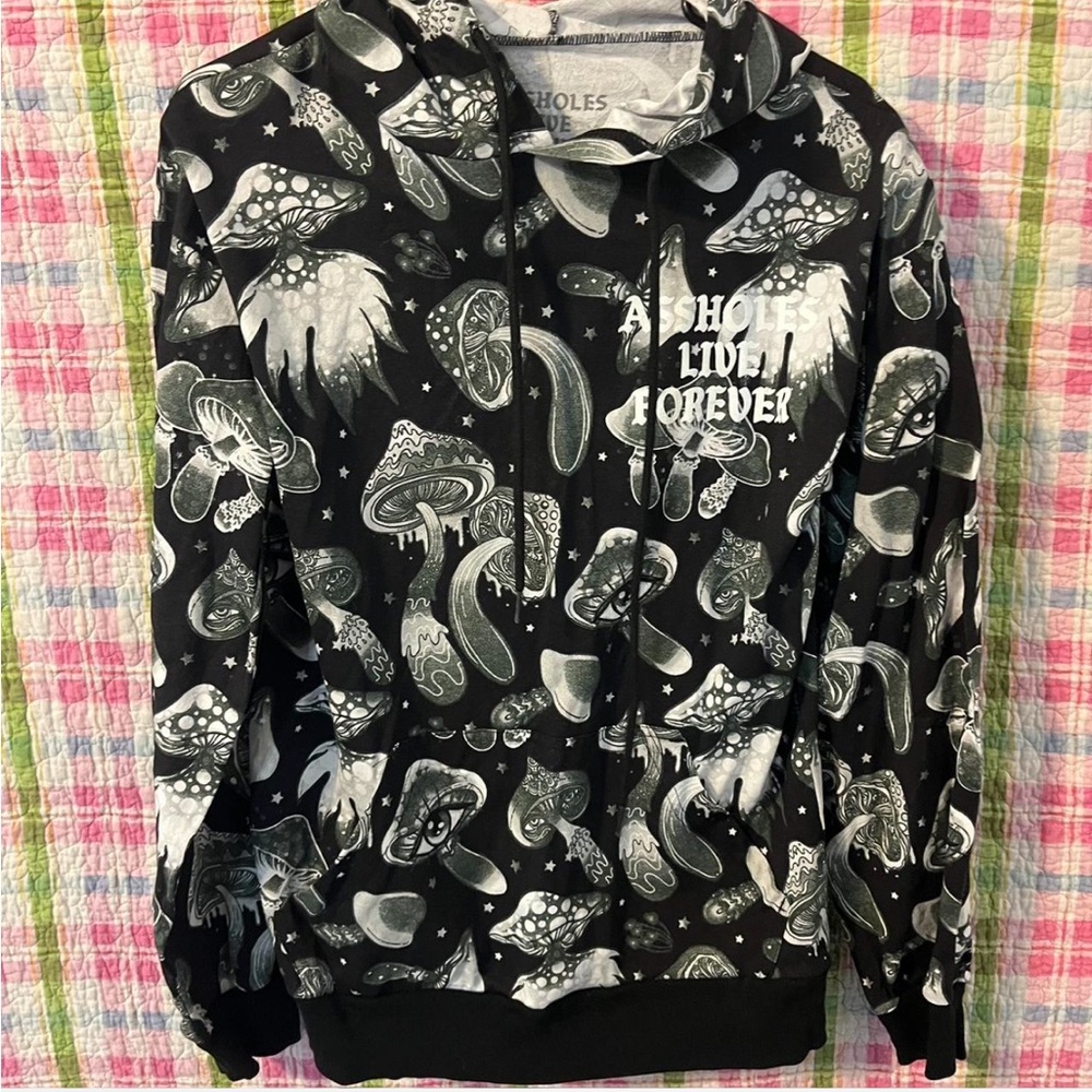 Black & white mushroom hoodie